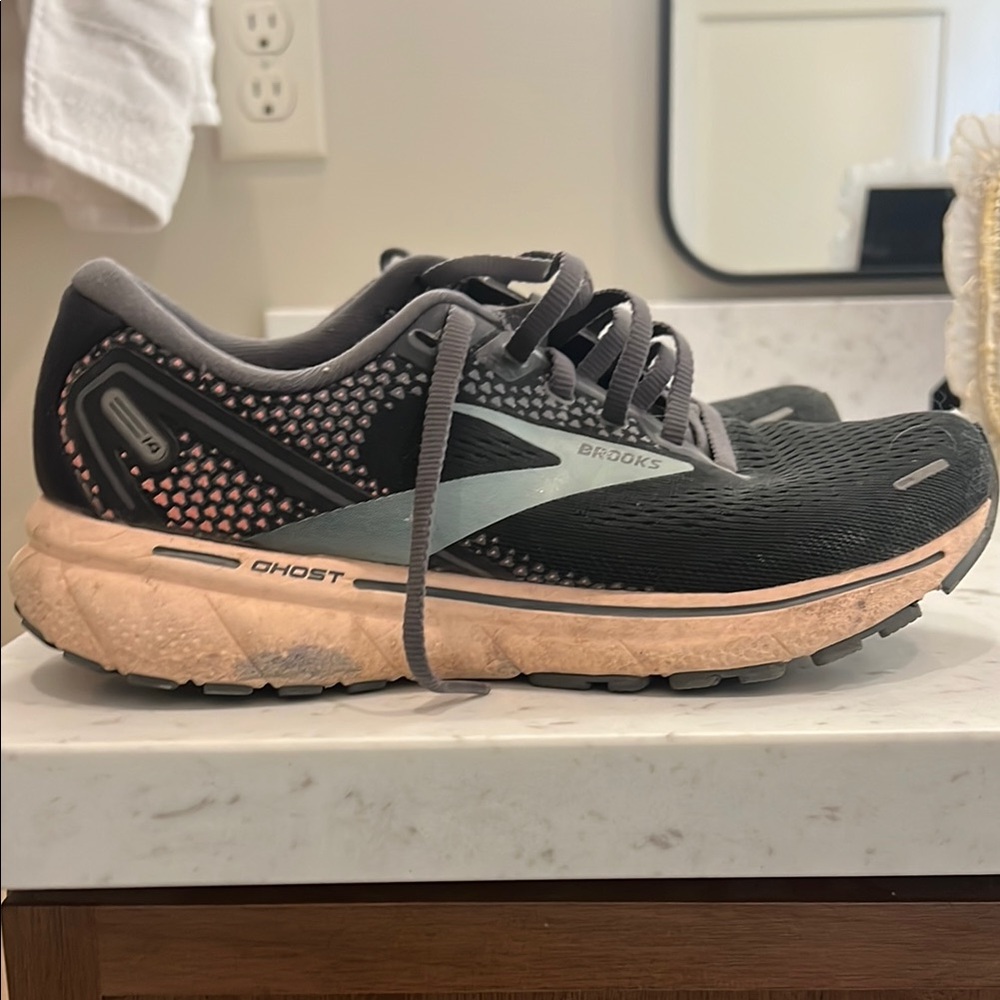 Brooks Women's Ghost Running Shoes - Black and Pink